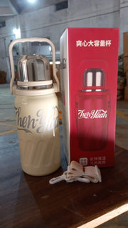 13040 Stainless Steel Vacuum Insulated Water Bottle  Leak Proof Flask For Tea Coffee  Reusable Water Bottle With Hanging Strap  Bottle For Hot  Cold Drinks Wide Mouth Water Flask (900 Ml) thumbnail 6