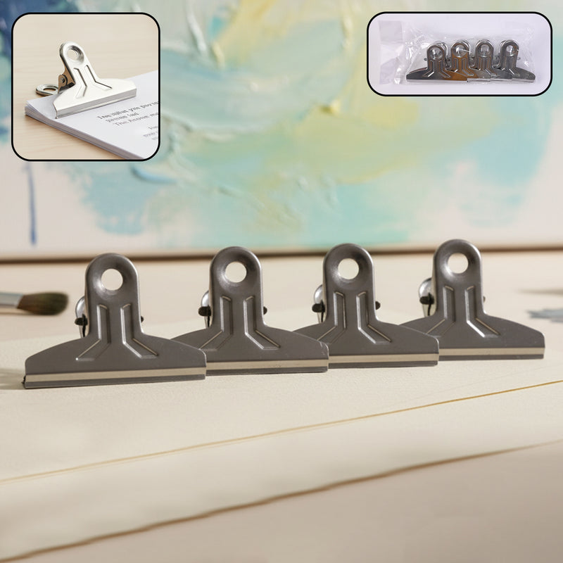 Heavy Duty Metal Paper Clamp Clips (4 Pc)