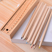 4726 Colorful Wooden Pencil Set With Pencil Box Ruler Sharpener For For Kids Artist Architect thumbnail 1
