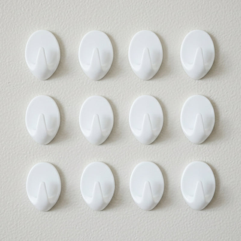 Strong Self Adhesive Wall Hooks Set (12 Pc)