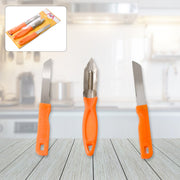8217 3in1 Multipurpose Stainless Steel Classic Kitchen Knife Set Of 3 For Fruits And Vegetable Chopping  Cutting  Peeling Kitchen Knife  Vegetable Peeler  Plain Knife thumbnail 1