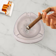 Oblivion Transparent White Ashtray With Cigarette Holder Grooves  Modern Smoke Disposal Tray (1 Pc) thumbnail 4