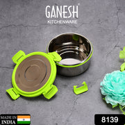 8139 Ganesh Solo Round 400 Stainless Steel Leak Proof Airtight Lunch Pack For Office  School Use thumbnail 7
