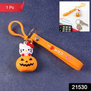 Cute Cartoon Cat  Pumpkin Theme Silicone Keychain (1 Pc) thumbnail 7