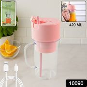 Portable Crusher Juicer With Handle  Straw Usb Rechargeable 6 Blades (420 Ml) thumbnail 4