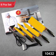 6 Pcs Professional Kitchen Knife Set With Chef Knives Cleaver Peeler  Scissors thumbnail 6