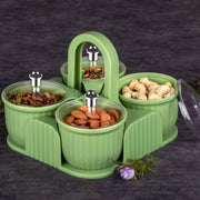 5779 Multipurpose Jar Dryfruit Set  Candy Chocolate Snacks Storage Jar Masala Jar  For Home And Kitchen Airtight Dry Fruit Plastic Storage Container Tray Set With Lid  4 Serving Jar Container For Sweetschipscookies(4 Pc Set) thumbnail 1