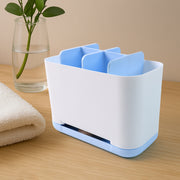 6 Compartment Multi Purpose Organizer Toothbrush Holder Stand Plastic Caddy (1 Pc) thumbnail 3