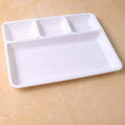 Plastic 4-compartment Rectangular Meal Serving Tray  Plate (1 Pc  White) thumbnail 2