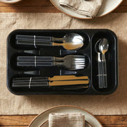 Premium Stainless Steel Kitchen Plastic Handle Cutlery Set With Tray (24 Pc Set) thumbnail 5