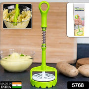 5768 Multi Functional One-handed Plastic Manual Mashed Potatoes Masher Mash Sweet Potato Masher With Comfort Grip And Stainless-steel Spring Design For Nonstick Pans (1 Pc) thumbnail 5