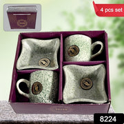 8224 Festo Ceramic Tea  Cups  Mug Set Including Snacks  Serving Bowl Milk Cup Coffee Cup Tea Cup Breakfast Cup Drinking Mug Or Outdoor For Household Gift For Birthday Wedding Party (4 Pcs Set) thumbnail 7