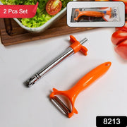 8213 2 In 1 Kitchen Combo Lighter Stainless Steel Durable Gas Lighter With Vegetable Cutter Peeler For Kitchen Steel Gas Lighter (2 Pc Set) thumbnail 7