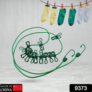 9373 Elastic Cloth Drying Rope With 12 Metal Clip Portable Clothes Line For Home  Travel thumbnail 6