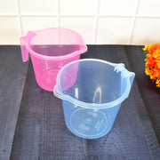 Plastic Round Transparent Bath Water Mug (5 Pc  Mix Colour  1200 Ml) thumbnail 5