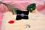 Evil Eye Rakhi With Blue Beads And Golden Accents  Protective Nazar Design thumbnail 1