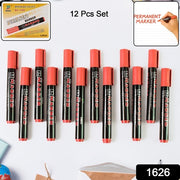 Premium Permanent Red Marker Pen Set (12 Pcs Set) thumbnail 7