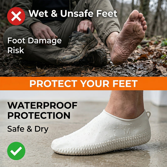 Waterproof Silicone Shoe Cover White Color (1 Pair Medium Size)