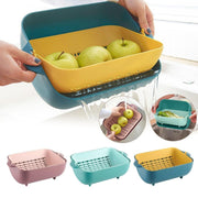 2717 Multifunctional Bpa Free Double Layered Plastic Rotatable Strainer Bowl With Handles For Washing Rinsing Serving Vegetables  Fruits (Multicolor) thumbnail 3