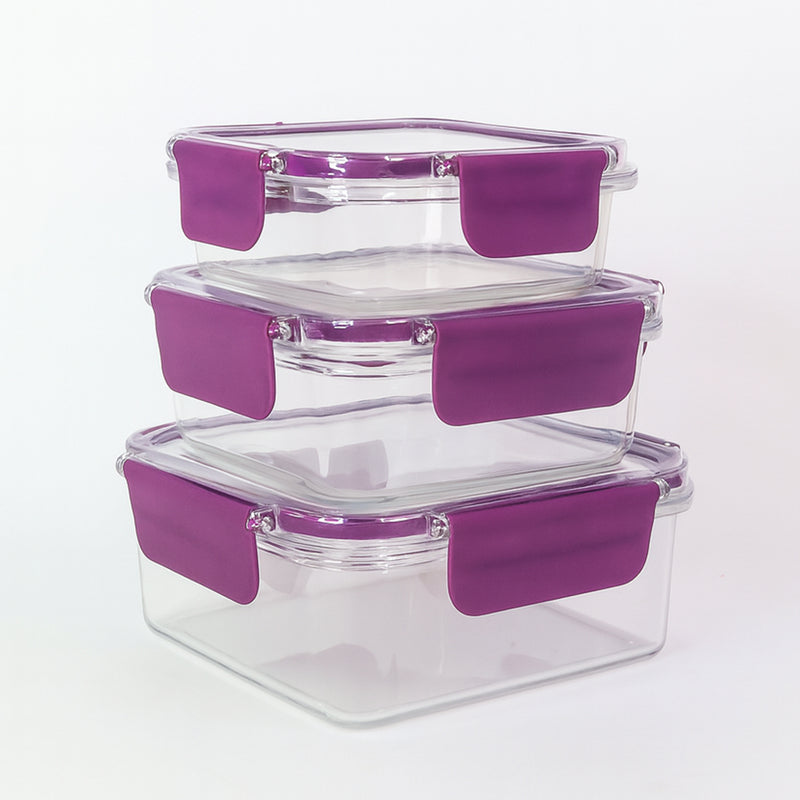 Airtight Square Food Storage Container Set (3 Pc)