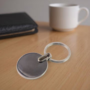 Sleek Black Round Metal Keychain (1 Pc) thumbnail 4