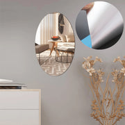 1795 Oval Shape 3d Mirror Sticker Used In All Kinds Of Household And Official Purposes As A Sticker Etc (2 Pc Set) thumbnail 1