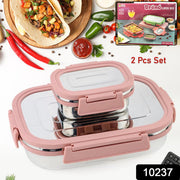 Premium Stainless Steel Leak Proof Air Tight Lunch Boxes (900ml+200ml Approx  2 Pc Set) thumbnail 7