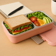 5583 Miracle Quick Lock Leak Proof 2 Compartment Stainless Steel Lunch Box Inner Plate Reusable Microwave Freezer Safe Lunch Box Trendy Thermal Insulation Leak Proof For Office Vacuum Tiffin Box For Boys  Girls  School  Office Women And Men thumbnail 2