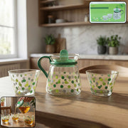 Elegant Glass Tea Pot With Matching Cups Set (1 Set) thumbnail 1