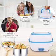 Electric Lunch Box 3 In 1 Food Heater  Cooker  Steamer With Stainless Steel Bowls (1 Set) thumbnail 2
