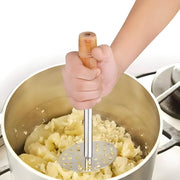 High Grade Stainless Steel Potato Masher Paubhaji  Pav Bhaji Masher With Wooden Handle (1 Pc) thumbnail 2