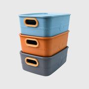 3-piece Plastic Multipurpose Storage Basket Bin Set With Handle (3 Pcs Set) thumbnail 2