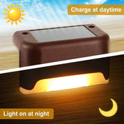 9412 Solar Decorative Lights Waterproof Durable Garden Atmosphere Lights Stair Lights Railing Lights Step Steps Lights For Outdoor Patio Courtyard Stair Step Fence Patio Stairsyard Garden Pathway ( 4 Pc Set) thumbnail 3
