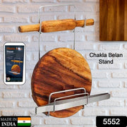 5552 Chakla Belan Chimta Stand Rolling Pin Board Tong Holder Silver Stainless Steel Multi-purpose Rack For Kitchen (1 Pc ) thumbnail 5