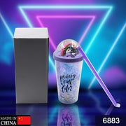 6883 Sipper Bottle With Straw Led Glow Light  For Kidstumbler With Strawvacuum Flasksipper Plastic Tumblersipper Bottle With Straw (Pack Of 1) thumbnail 7