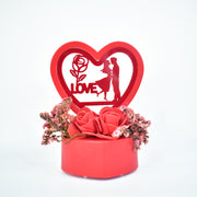 Romantic Heart-shaped Love Couple Decorative Showpiece With Rose Base (1 Pc) thumbnail 1
