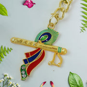 Krishna Flute With Peacock Feather Design Keychain (1 Pc) thumbnail 5