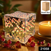 Decorative Tulip Flower Led Cube Night Lamp Set (1 Set  Mix Color) thumbnail 7