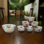 8234 Rose Glass Multipurpose Pudding  Dessert  Ice Cream Bowl Set For Home Use Home  Kitchen Serving Bowl For Sundae Sweets Snacks Fruit Pudding Nuts Or Dip Serving Bowls 6 Medium  1 Big Bowl (Set Of 7 Pc) thumbnail 3