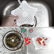 White Silicone Star Shaped Sink Filter Bathroom Hair Catcher Drain Strainers For Basin thumbnail 2