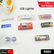 8884 Stylish Electric Usb Lighter For Men  Women Regular Cigarettes Portable Usb Rechargeable Flameless Coil Slim Cigarette Lighter With Charging Cable Windproof E Lighter Lighter For Smoking (1 Pc Mix Deisign  Color ) thumbnail 4