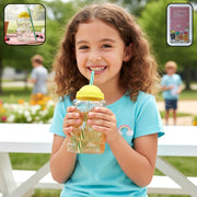 Cute Glass Bear Shape Kids Drinking Cup Bottle With Straw (1 Pc 350 Ml) thumbnail 1