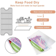 Plastic Food Storage Containers With Removable Drain Tray And Lid (3 Pcs Set) thumbnail 5