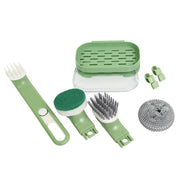 Dish Brush Set With Handle Replacement Heads Drain Tray In Kitchen (9 Pcs Set) thumbnail 4