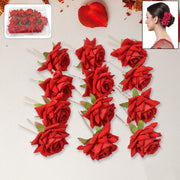 Hair Clip Red Rose Bridal Hair Pins Rose (12 Pcs Set) thumbnail 1