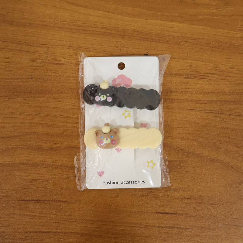 Cute Teddy Hair Clips Set (2 Pc)