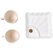 Cerntric Ceramic Tea Cup With Plastic Square Shape Serving Platter Milk Cup 3pc Set thumbnail 3
