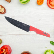 Kitchen Knife Set With Marble-coated Blades  Red Handles (6 Pc) thumbnail 5