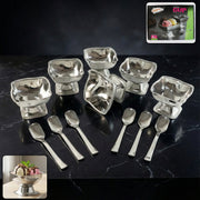 Premium Stainless Steel Ice Cream Cup With 6 Spoon Set (6 Pc Set) thumbnail 1
