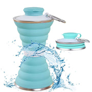 1385 Silicone Traveling Water Bottle Bpa Free - Leak Proof Lightweight Collapsible - Small Folding Refillable And Space Saver For Camping Gym Sports Hiking Biking Yoga Outdoor thumbnail 1
